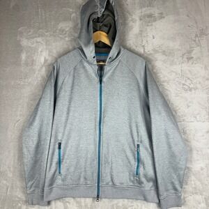 Peter Millar Crown Sport Mens XL Gray Full Zip Hoodie MF17EK75 Fleece Lined